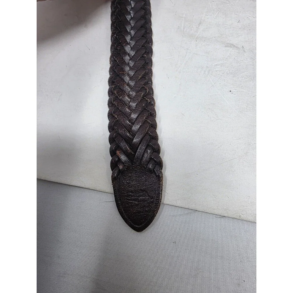 Vtg Polo Ralph Lauren Belt Size 26 Braided Woven Brown Leather Brass Buckle GUC
